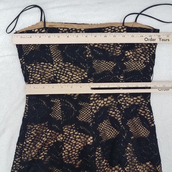 ICE ICEBERG IT 42/ US S Black Cocktail Sheath Dress Spaghetti Straps Lace knit - Picture 10 of 12